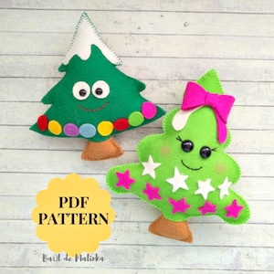 Christmas tree ornament pattern felt tree PDF Pattern Christmas ornaments felt pattern tree sewing tutorial Christmas DIY ornaments