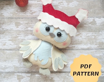 Felt owl christmas ornament Christmas owl decor Felt owl pattern Owl doll felt tutorial Bird PDF pattern Baby mobile owl DIY easy owl toy