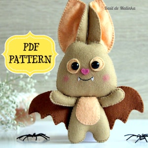 Felt bat pattern Halloween bat ornament Felt bat toy sewing PDF pattern Handmade gift for Halloween Vampire pattern Felt bat doll DIY felt