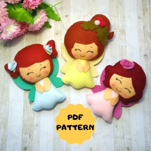 Felt fairy doll pattern Pocket doll pattern Felt doll pattern Fairy garland Felt baby mobile Nursery fairy decor Tiny doll Easy sewing PDF