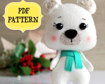 Filz Bär Schnittmuster, Weihnachtsschmuck (PDF Anleitung)