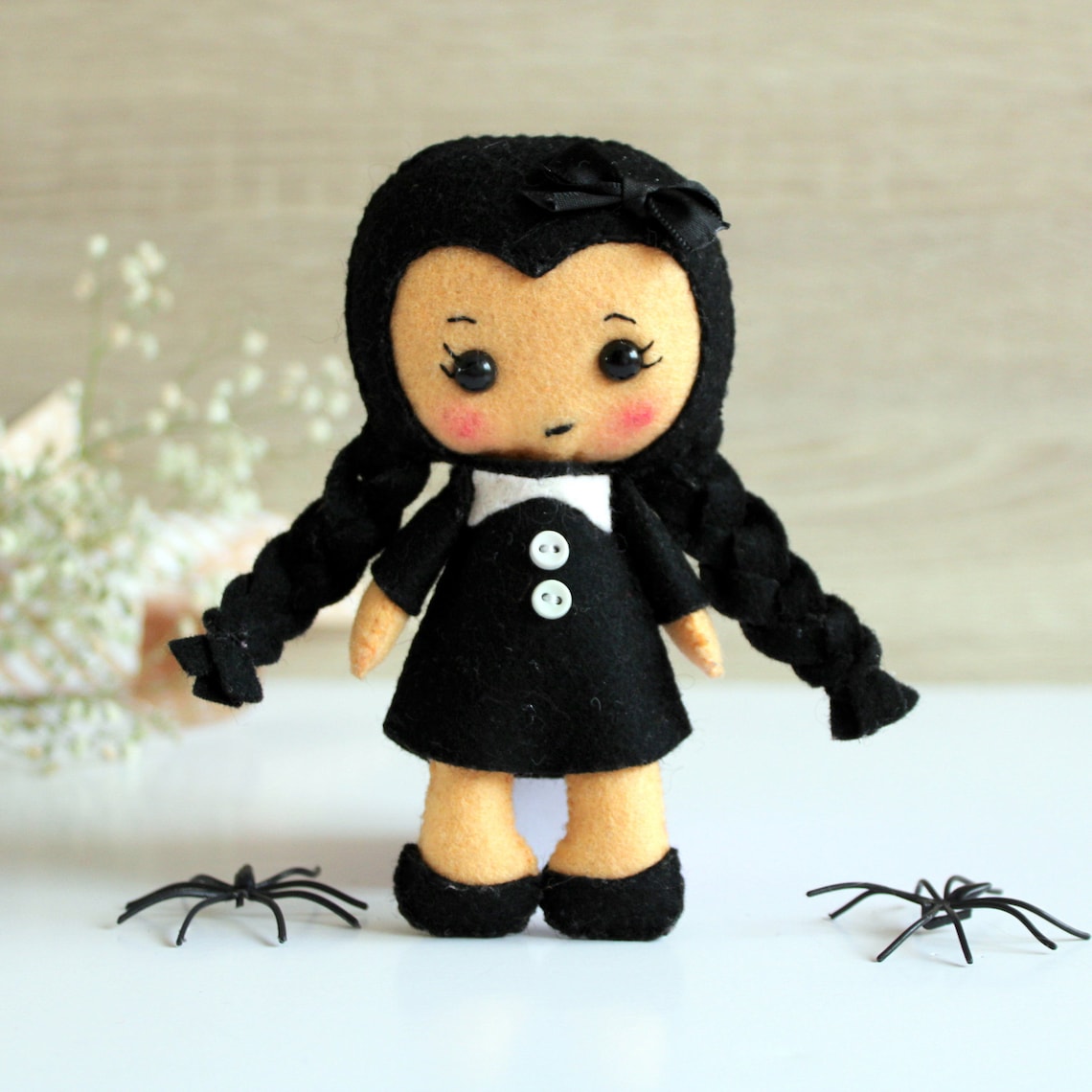 Wednesday Addams Doll Felt Wednesday Pattern Gothic Doll Cute | Etsy