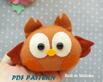Patron de couture hibou en feutre, ornement de la forêt (Patron PDF)