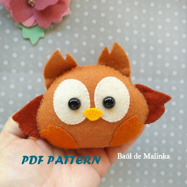 Felt owl pattern PDF sewing tutorial Woodland animal ornament Felt owl Baby mobile Toy Nursery decor Kids gift Plush toy Owl softie pattern