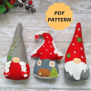 Felt gnome ornament pattern Felt Christmas ornaments Tomte Swedish gnome Gnomes sewing pattern Christmas gnomes pattern Felt gnome PDF decor image 7