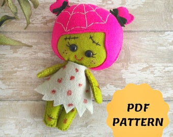 Felt Zombie Doll Pattern, Handmade Halloween Ornament (PDF Pattern)