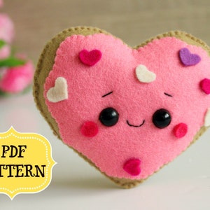 Felt Valentines Pattern, Valentines day pattern, Sweetheart easy pattern, Felt heart ornament, PDF heart sewing pattern, Valentines day gift
