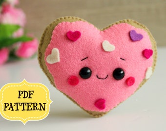 Felt Heart Ornament Sewing Pattern, Valentine's Day Gift (PDF Pattern)