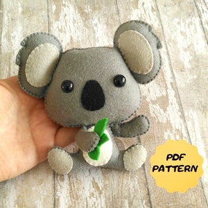 Felt koala pattern PDF koala plush Australian animals pattern Koala felt ornament Baby crib mobile toy Cute felt animals Instant Download