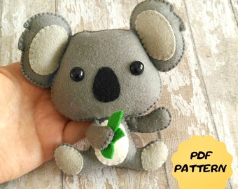 Felt koala pattern PDF koala plush Australian animals pattern Koala felt ornament Baby crib mobile toy Cute felt animals Instant Download