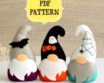 Felt gnome ornament pattern Felt Halloween ornaments Tomte Swedish gnome Gnomes sewing pattern Halloween gnomes pattern Felt gnome PDF