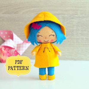 Felt Coraline doll, Felt doll pattern, Felt pocket doll tutorial, Easy sewing pattern, Halloween felt ornament, Easy stuffed doll pattern