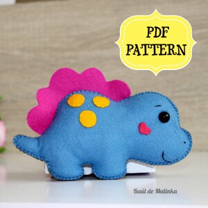 Dinosaur felt pattern, Easy PDF pattern, DIY dinosaur ornament, Felt sewing tutorial, Baby mobile, Dinosaur felt animals, Felt  ornament