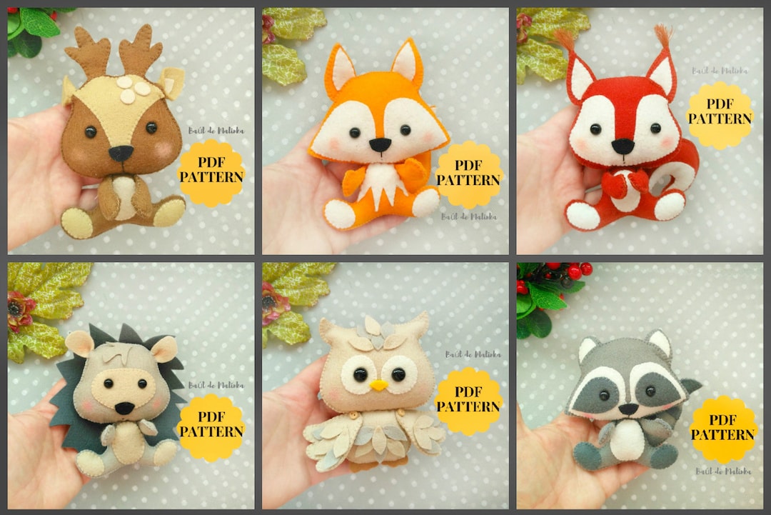 Felt Woodland Animal Pattern Ornaments PDF SVG Sewing Easy Pattern Felt Ornaments DIY Softie Owl ...