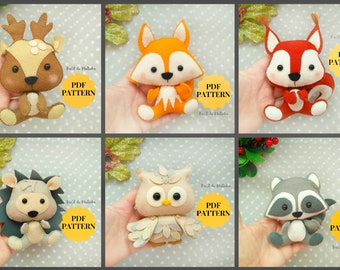 Felt Woodland Animal Ornament Patterns: Owl, Deer, Fox, and More (PDF)