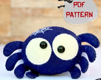 Felt spider Halloween ornament pattern DIY felt ornament Halloween Tutorial easy pattern Halloween pattern felt Halloween ornament  spider