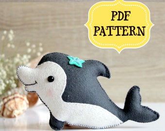 Felt Dolphin Sewing Pattern, Sea Animal Mobile (PDF Pattern)