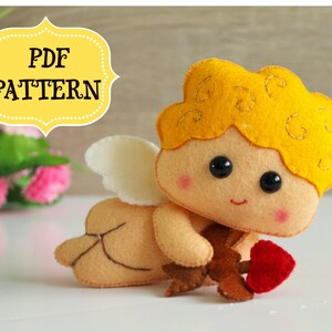 Cupid pattern Cute Valentines day pattern Felt cupid pattern Angel ornament Valentines pattern Cupid easy PDF pattern Valentines ornament
