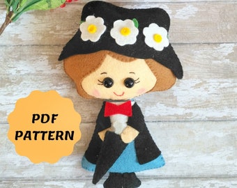 Felt Mary Poppins Doll Pattern, DIY Magic Nanny (PDF Pattern)