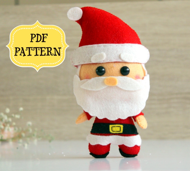 Felt Santa Ornament Pattern Christmas Pattern Felt Santa Claus Etsy