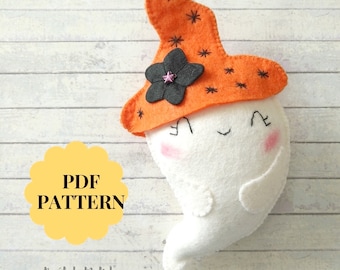 Felt Ghost PDF Pattern Halloween ghost Felt Ornament Pattern Softie Sewing Pattern Felt Toy Halloween Ornament Pattern Felt Ghost Halloween