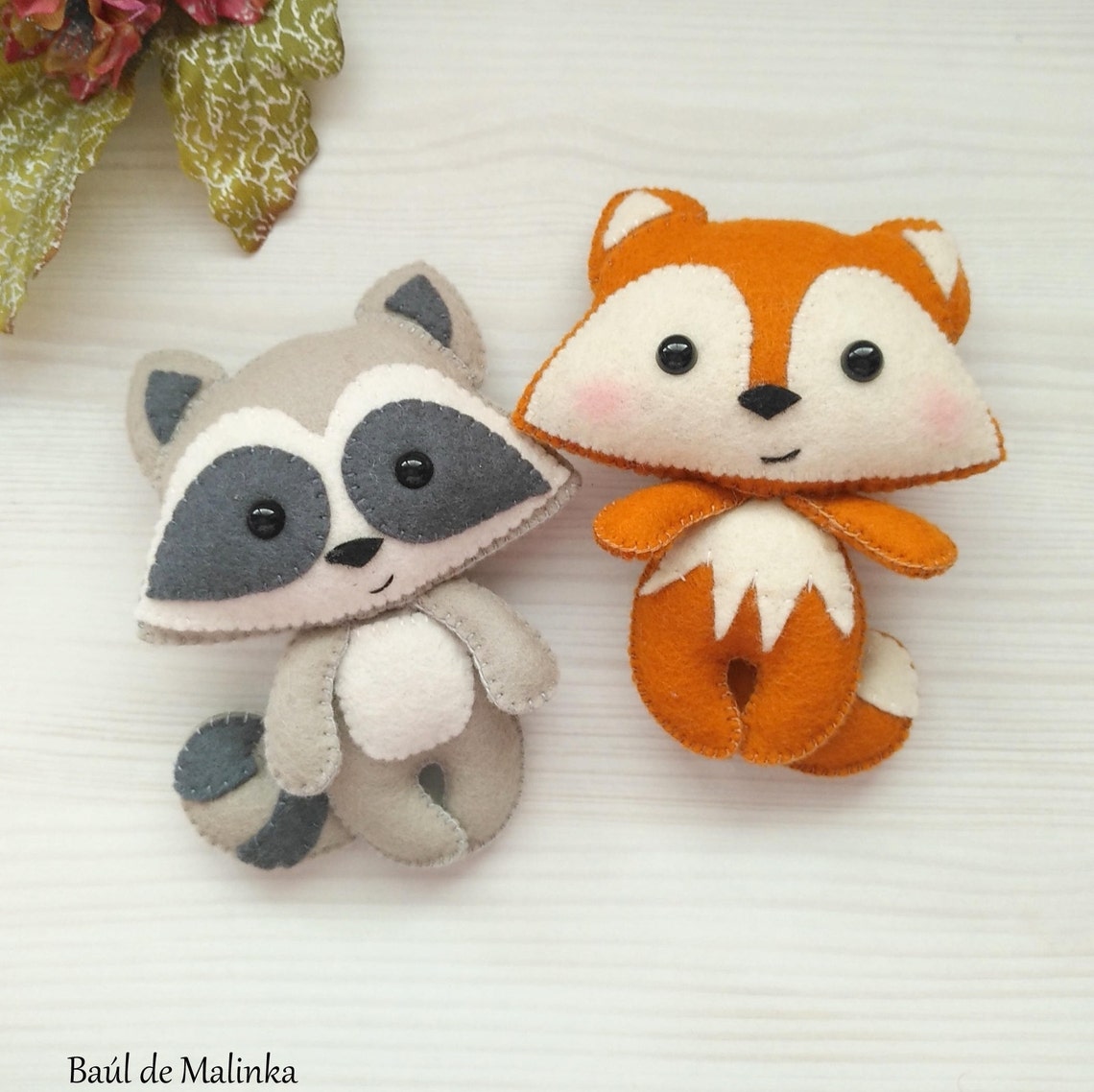 Felt raccoon ornament pattern woodland Plush sewing tutorial Etsy
