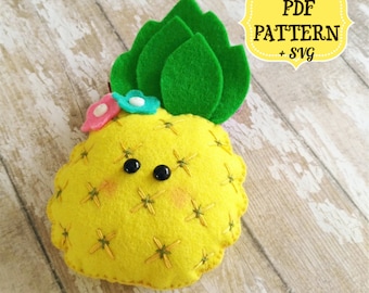 Felt Pineapple Ornament Pattern, DIY Nursery Mobile (PDF Pattern)