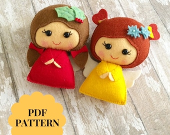 Christmas angel felt ornaments Felt angel patterns Christmas gifts Christmas decor  felt christmas toys PDF sewing tutorial Doll pattern