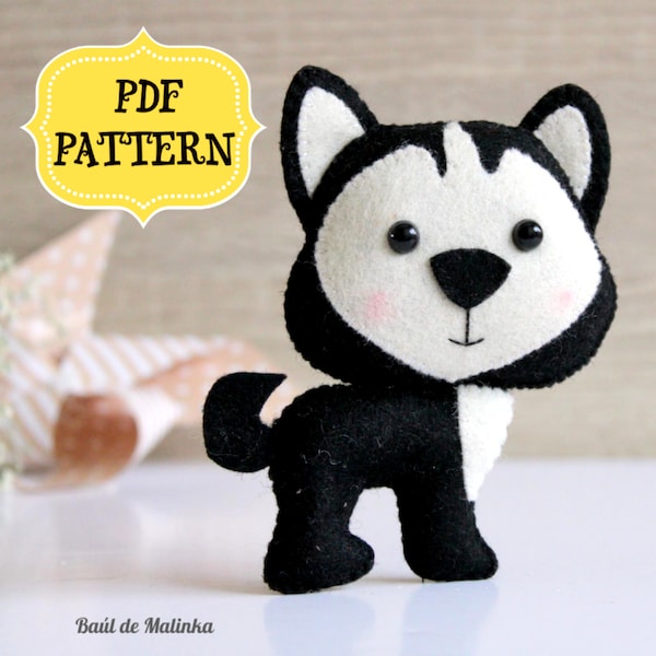Husky Felt Ornament Pattern, DIY Dog Toy (PDF Pattern)