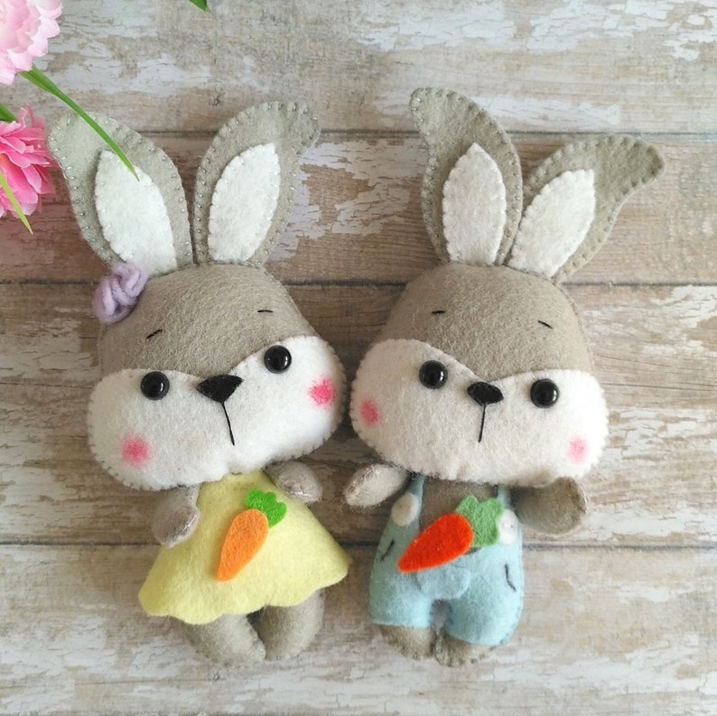 Felt bunny pattern Woodland stuffed animal pattern Easy sewing | Etsy