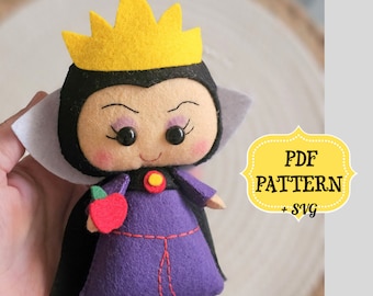 Felt Evil Queen Doll Pattern, Easy Sewing Tutorial (PDF Pattern)