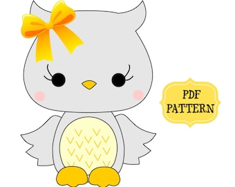 PDF felt pattern, Felt owl pattern, SVG felt pattern, Woodland animal pattern, Felt owl ornament, Owl stuffed woodland animal, Felt bird toy