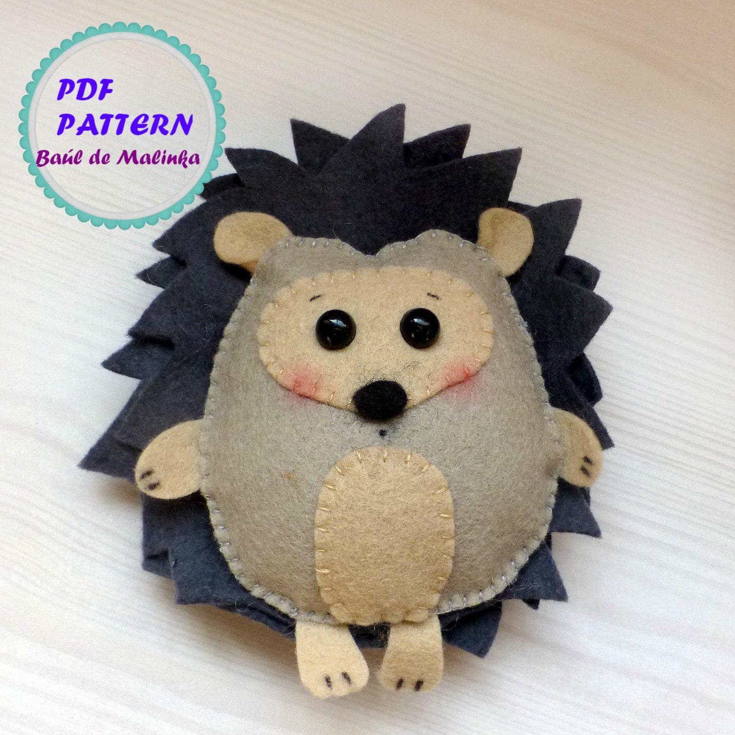 Felt hedgehog woodland animal ornaments pattern PDF sewing