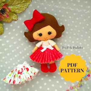 Patrón de muñeca de fieltro Muñeca de bolsillo PDF Patrón de muñeca de tela Tutorial de ropa para muñecas Linda mini muñeca Patrón de muñeca fácil Fabricación de muñecas DIY Muñeca de trapo suave