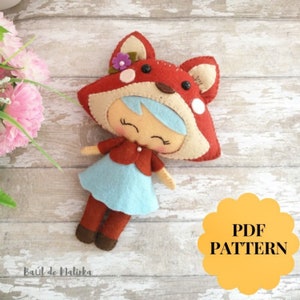 Patrón de muñeca de fieltro Muñeca de bolsillo Fox PDF Patrón de muñeca de tela Tutorial de ropa para muñecas Linda mini muñeca Patrón de muñeca fácil Hacer una muñeca Muñeco de peluche