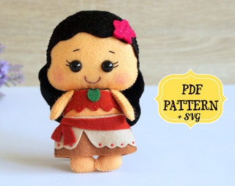 Felt Princess Doll PDF Pattern, Sewing Tutorial (14cm)