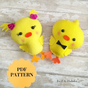 Cute chicks pattern Felt Easter chicks tutorial Easter ornament DIY Easter Decoration Felt chicken pattern Easter bird ornament Bird pattern