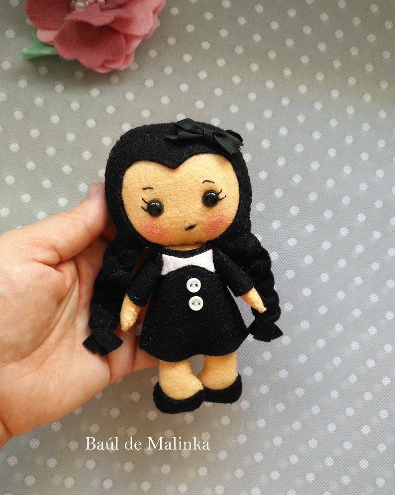 Wednesday Addams doll Felt Wednesday pattern Gothic doll Cute | Etsy