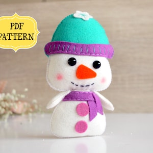 Snowman ornament Christmas pattern felt Snowman pattern PDF Christmas ornaments felt pattern Snowman sewing tutorial Christmas DIY ornaments