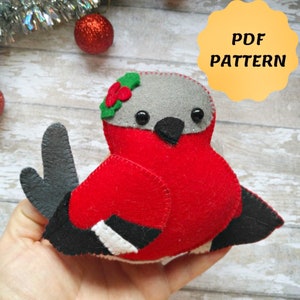 Felt Christmas bird ornaments Felt bird pattern Felt Christmas bird pattern Easy sewing tutorial Christmas tree decor Felt bird sewing PDF