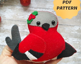 Felt Christmas bird ornaments Felt bird pattern Felt Christmas bird pattern Easy sewing tutorial Christmas tree decor Felt bird sewing PDF