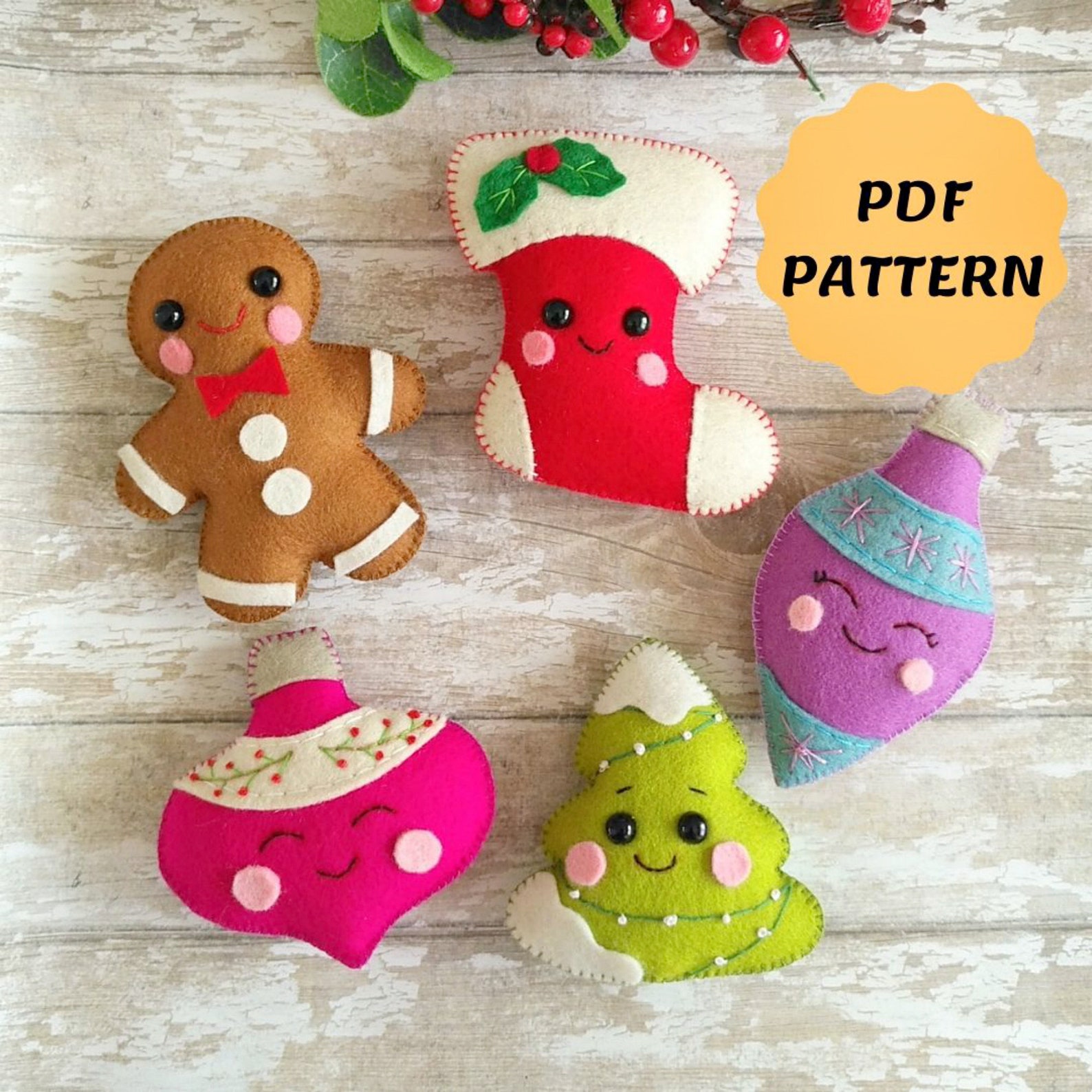 Felt Christmas Ornaments Felt Ornaments Patterns Felt SVG Etsy