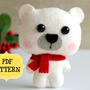 Bear ornament Christmas pattern felt Bear PDF Pattern Christmas ornaments felt pattern Bear sewing tutorial Christmas DIY ornaments felt