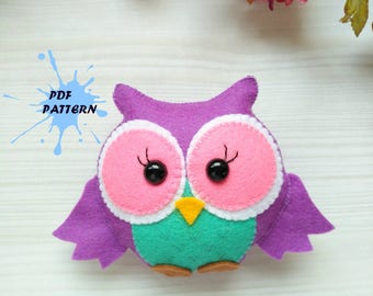 Owl PDF pattern-Woodland animals toy-DIY-Nursery decor-Baby's mobile toy-Felt Owl toy-Kids present-Felt ornament owl, owl ornament, felt owl