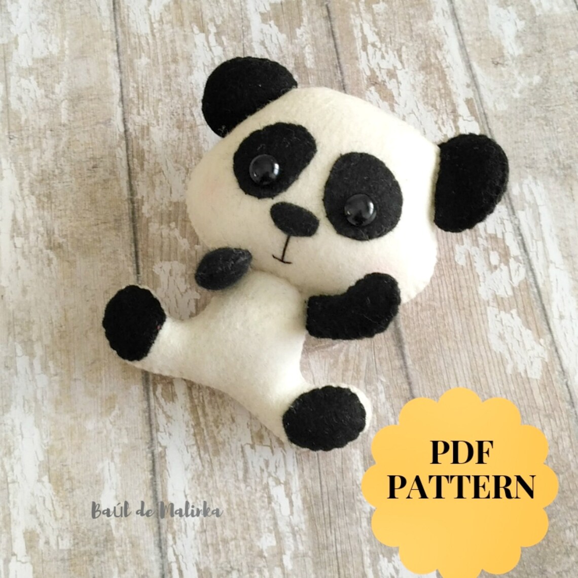 Felt panda pattern PDF tutorial panda sewing tutorial DIY felt Etsy