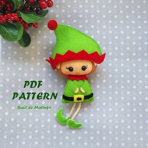 Christmas ornament pattern Felt elf doll Christmas PDF Pattern Felt doll  Christmas ornaments pattern easy sewing tutorial  DIY gifts toy