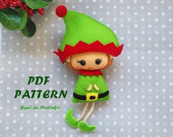Felt Christmas Elf Ornament Pattern, Easy Sewing (PDF Pattern)