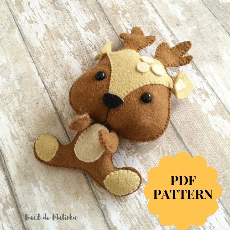 Felt reindeer pattern Felt woodland animal tutorial Nursery Etsy