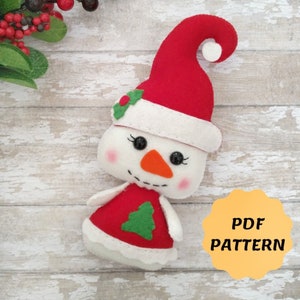 Felt Snowman ornament Christmas snowman pattern Felt Snowman pattern PDF Christmas ornaments Snowman sewing tutorial Christmas DIY ornaments