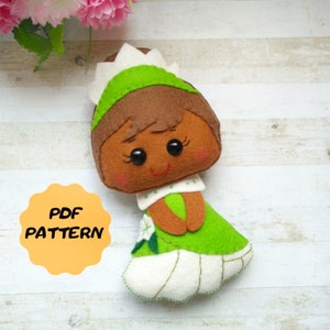 Felt doll pattern Felt Tiana doll PDF doll pattern Felt nursery decor Baby felt mobile Pocket doll Fairy doll pattern Easy sewing tutorial